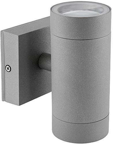 SSC-LUXon Außenleuchte LED Wand Schutzart IP54 mit 2x GU10 LED Lampen 230V 5W neutralweiß - Wandstrahler Up and Down in grau