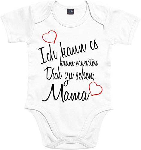 Mister Merchandise Baby Body Ich kann es kaum erwarten Dich zu sehen Mama Strampler liebevoll bedruckt Wiedersehen Weg Reise Weiß, 0-3