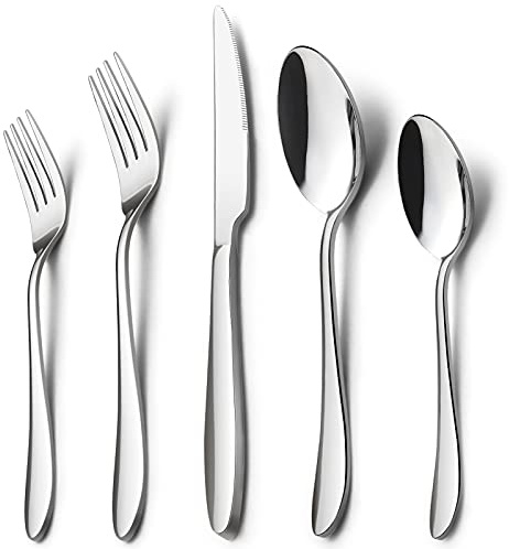 HaWare 40-Piece Silverware Set, Stainless Steel Flatware Service for 8, Modern Tableware Cutlery for Home, Elegant Eating Utensils Include Knives/Spoons/Forks, Mirror Polished, Dishwasher Safe