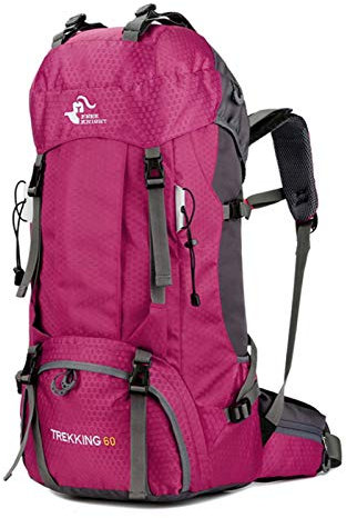 free knight 60L Wasserdichter Rucksack, ultraleichter, packbarer Kletterfischer Reiserucksack Tagesrucksack, handliche Faltbare Camping Outdoor-Rucksack-Tasche mit Regenschutz (Pink)