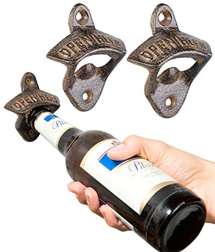 Cucina di Modena Flaschenöffner Wand: 2er-Set Gusseisen-Flaschenöffner zur Wandmontage, je 70 x 81 mm, 101 g (Öffner, Flaschenoeffner, Wandhalterung)