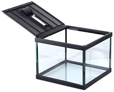 crapelles Reptile Amphibien Terrarium Glasbox für kleine Haustiere, wasserdichte Belüftung, transparent, innen gut sichtbar