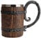 Holzfass Bierkrug 650ml Holz Edelstahl Tasse Schnitzerei Bierkrug Doppelwandiger Cocktail Becher für Bar Restaurant Handgemacht Retro Braun Geschenk für Männer