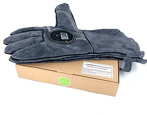 SCHØNBERG® Grill-lederhandschuhe mit Flaschenöffner, Ofenhandschuhe und Backhandschuhe aus echten Leder x1 Paar