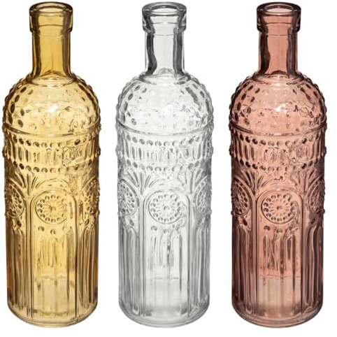 Atmosphera - Set de 3 Bouteilles Folk - Verre - Rose