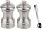 Peugeot Bistro Chef Manual Salt & Pepper Mill Gift Set Stainless Steel 10 cm - 4in - With Stainless Steel Spice Scoop/Bag Clip