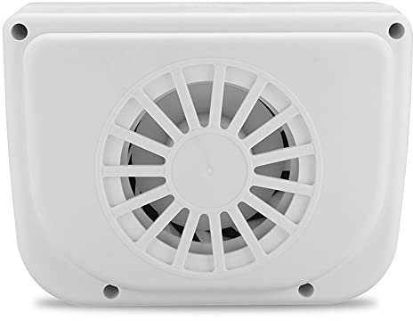 TOTMOX Mini aire acondicionado de energía solar, ventilador de escape, ventilador de ventilación solar portátil de 1 W para automóviles, refresco de aire y refrigerador, color blanco