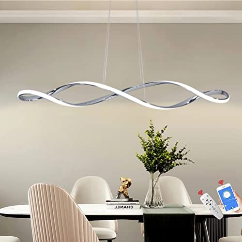 LED Pendelleuchte Esstisch Wohnzimmerlampe Dimmbar Hängelampe 42W Modern kücheninsel Hängeleuchte 92cm Spiral Design Esszimmerlampe Höhenverstellbar Kronleuchter Lampe