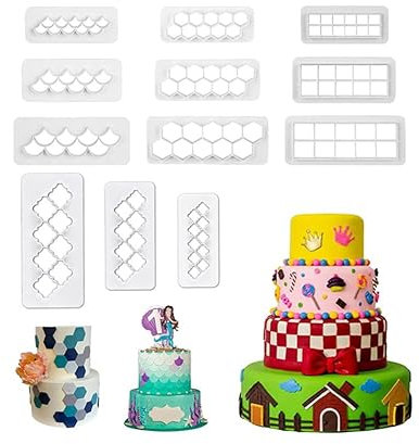 RECHCIGA 12 Stücke Kuchen Ausstechformen Geometrische Fondant Ausstecher Quadratischer Keksausstecher Quadrat Fondant Cookie Cutter Blumen Keksausstecher Set für Geburtstagstorte Cupcake Dekoration