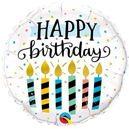 Happy Birthday Luftballons - Geniale Geschenkidee Deko für Geburtstage oder Partys Ballon Helium Folienballon klein mit für Kinder Dekoration Partydeko JGA Geschenkidee - Kerzen weiß bunt
