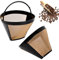 Pinsheng 2 Pièces Filtre à Café Permanent, Filtres à Café Réutilisables en Acier Inoxydable, Maille Filtre à Café Lavable avec Poignée- Accessoires Café (Doré)