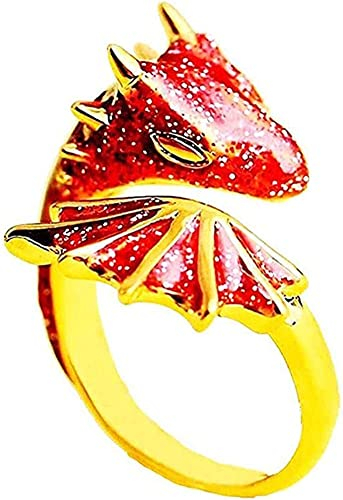 Glänzender Emaille-Drachen-Ring, verstellbar, offene Ringe, für Frauen, Männer, Punk, Gothic, Gold, Drachen-Fingerring, Geburtstag, Weihnachten, Neujahr, Festival, Party, Schmuck, rot Nettes Design