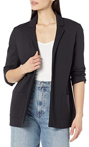 Amazon Essentials Blazer Ponte Suave de Corte Holgado Mujer, Negro, XS