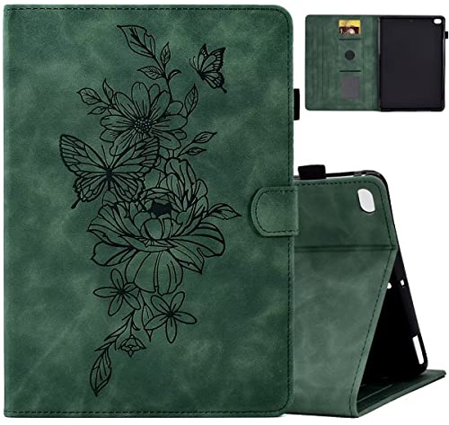 MonsDirect Case for 7.9 iPad mini 1/2/3/4/5 2012-2019 Release, Suede Leather Multi-Angle Stand Cover, Auto Wake/Sleep Folio Protective Case with Pen Holder & Card Slots for iPad mini 5 2019, Green