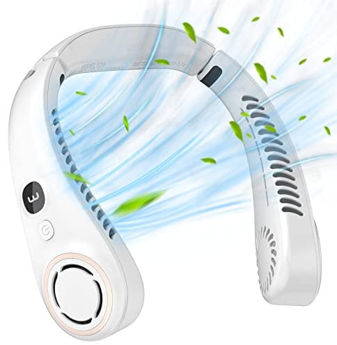 Dreamy Cubby Ventilador de cuello, Ventilador Cuello Portátil, Ventilador Cuello de 3 Niveles, Neck Fan Ventilador Cuello Silencioso Recargable USB (Blanco)