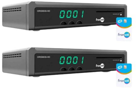 Pack 2 x Récepteur TV Satellite HD + Carte Fransat PC7 (Satellite Eutelsat)