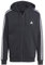 adidas Herren Essentials Fleece 3-Stripes Full-Zip Hoodie, Black/White, M