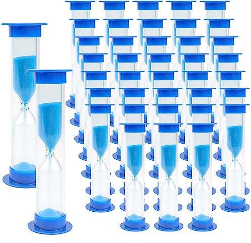 JAPCHET 40 Stück 2 Minuten Sanduhr aus Kunststoff, blaue farbige Sanduhren zum Kochen, Lesen und Trainieren