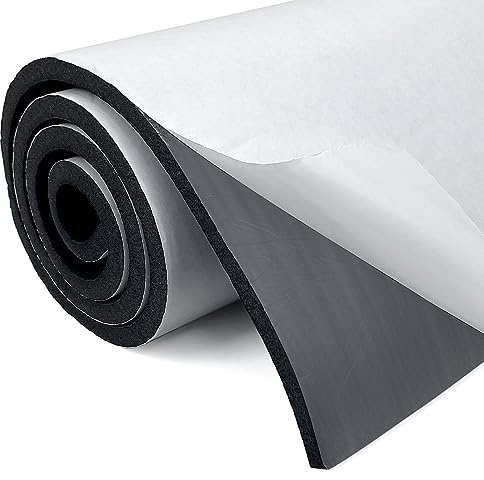 Plaque de mousse en néoprène auto-adhésive multifonction - Rouleau de mousse - Isolation acoustique - Antidérapant - Absorption des chocs (300mm X 6mm X 3m, Noir)