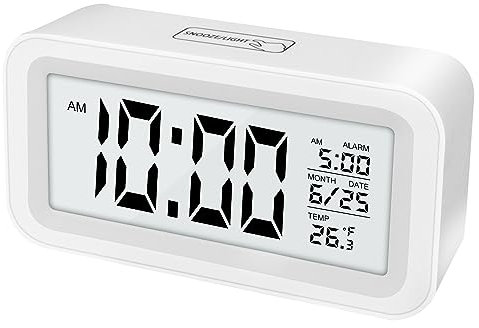 Réveil LED Numérique, Alarm Réveil avec Température,12/24 Heures, Sieste, Calendrier, Réveil Numérique pour Chambre à Coucher, Bureau, Cuisine