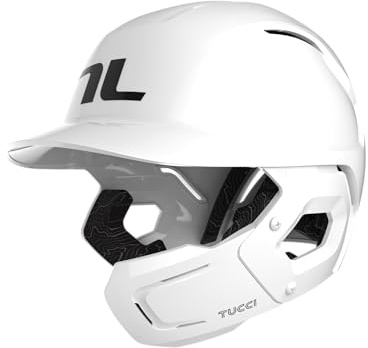 TUCCI Potenza slaghjälm med käkklaff, L/XL, glansig vit, högerhänt hitter
