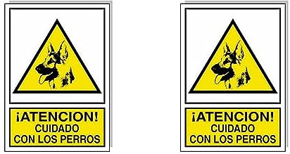 Cartel Cuidado Con Los Perros 30x21 cm. (Paquete de 2)