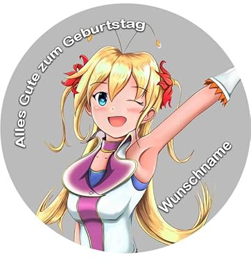 Tortenaufleger mit Wunschname und Text, Manga Anime, Geburtstag, Essbares Bild für Torten, Ø 20cm - Super Qualität,00864