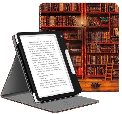 Fintie Hülle kompatibel für Tolino Vision 6 2021 / Kobo Libra 2 - Multi-Sichtwinkel Schutzhülle mit Auto Sleep/Wake Funktion, die Bibliothek