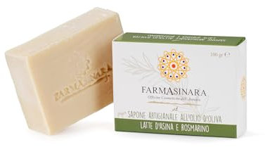 FarmAsinara Seife Eselsmilch und Rosmarin – Gesichts- und Körperseife, Kaltseife, 100 % Olivenöl, hergestellt im Park von Asinara in Italien, feste Seife, 100 g
