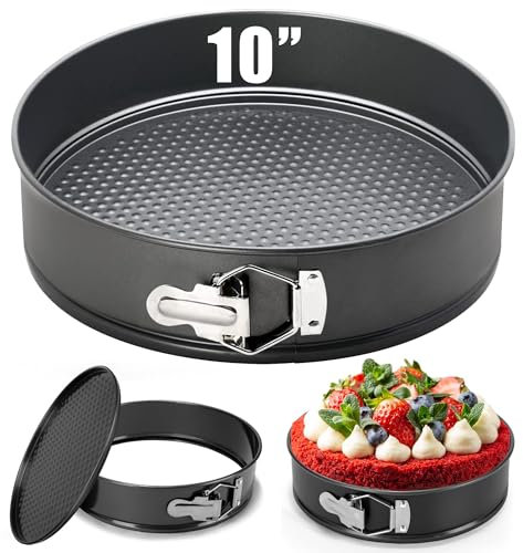 Springform mit Flachboden 26 cm runde Backform mit Antihaftbeschichtung, runde Kuchenform mit Flachboden, auslaufsicher, Schwarz
