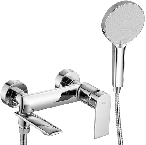 Rea VENETA CHROME Badewannenarmatur Wasserhahn Badewanne Einhebel Wannenarmatur mit Handbrause Badarmatur aus Messing Mischbatterie (Chrom)