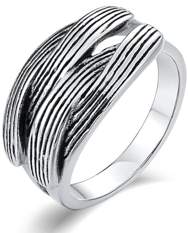 Aotiwe Rings Men Silver, Pinky Ring Herren X Kreuz Eheringe für Herren Edelstahl Größe 65 (20.7) Geschenke für Männer
