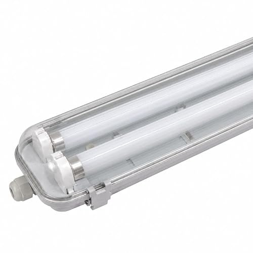 Silamp LED Unterbauleuchte IP65 + 2 Neonröhren LED 120 cm T8 18 W – Kaltweiß 6000 K – 8000 K