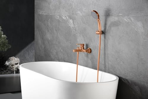 Robinet mitigeur de baignoire et douche en laiton avec douchette (Or rose brossé)