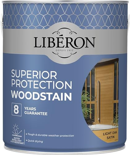 Libéron Superior Protection Woodstain - 8-Year Guarantee - Durable Weather Protection - UV-Resistant - Water-Repellent - Quick-Drying - Light Oak - 2.5 litres