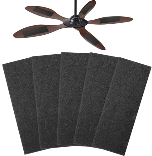 5Pcs Ceiling Fan Filters for Blades, Activated Coconut Shell Carbon Ceiling Fan Carbon Filters, Ceiling Fan Air Purifier Pads Square Barnacle Air Filter Ceiling Fan, Fan Blade Air Purifier Pads