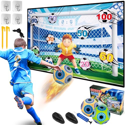 xinrongda Fußball Spielset für Kinder 3 4 5 6 7 8, Fusball Spielzeug für Garten Indoor Outdoor, Fußball mit Klettbällen Spielzeug, Fussball Geschenke für Jungen Mädchen, Geburtstag Ostern Geschenke