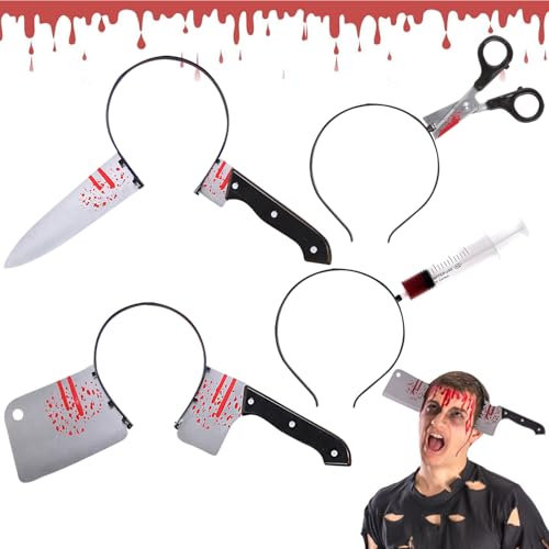 DTXYBC 4 Pezzi Fascia Spaventosa di Halloween, Cerchietto Halloween Coltello, Fascia Horror Spaventosa di Halloween, per Adulti e Bambini, per Halloween, Carnevale, Mascherata, Gioco di Ruolo