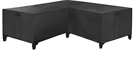 Wasserdichte 420D L-förmige Gartenmöbelabdeckung mit Aufbewahrungstasche, schwarz, 155 x 95 x 68 cm, quadratisch, Outdoor-Ecksofa-Abdeckung zum Schutz und zur Aufbewahrung