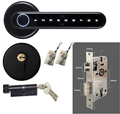 Smart Lock, Serratura Elettronica, Blocco biometrico intelligente for impronte digitali con telecomando compatibile con APP Tuya for porta in metallo in legno for interni per porta di casa dell'uffici
