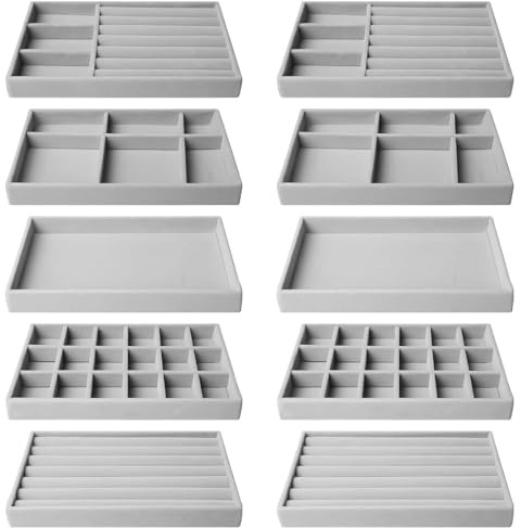 10 Stück Schmucktablett, Schmuck Organizer Schublade, Stapelbar Schmuckaufbewahrung Schublade, Schmuckeinsatz zum Aufbewahren und Präsentieren, Schubladeneinsatz für Halsketten Armbänder Ohrring