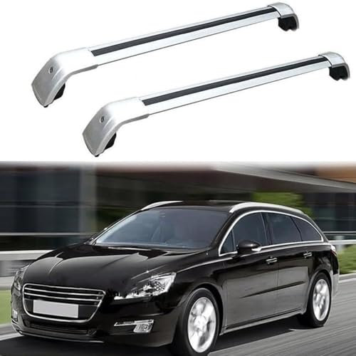 JsjjQf 2 Pezzi Auto Portapacchi per Peugeot 508 SW 5-Porta Touring 2011-2018,Alluminio Tetto Cremagliera Bicicletta Portasci Antifurto Barra Trasversale Tetto Durevole Accessori,C