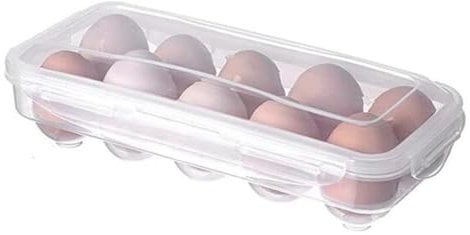 Huraoerrrr Egg Holder Fridge Egg Tray with Lid 10 Grids Plastic Storage Box Container for Kitchen