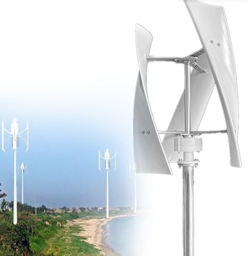 FANGQMM Turbina eólica de Eje Vertical Blanca de 3000W, 12V, 24V, 48V, 3 Palas aerogenerador eolico domesticos con Controlador, turbina eólica para Uso doméstico, agrícola y Callejero,12V