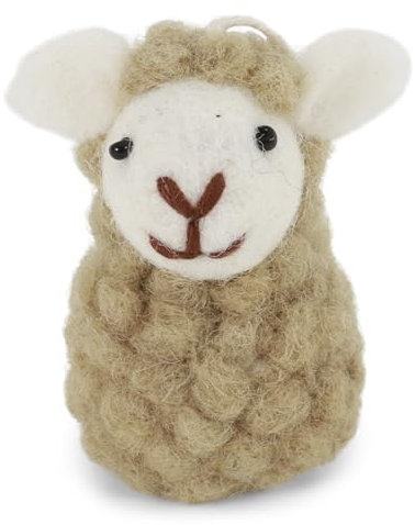 Gry & Sif Osterkranz, Dekokranz zum aufhängen, Filzkranz, Osterdekoration, Handmade, Fairtrade, Frühlingsdekoration, Naturdekoration (Schaf Dusty Green 5,5cm X 3 cm)