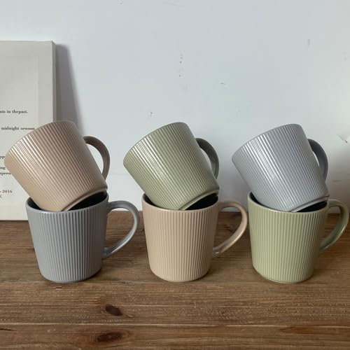 McBecdy Tassen Set 6er - Kaffeebecher Groß 400ml - Tasse Matt Keramik - Kaffeetasse set mit Henkel - Coffee Mug set - Moderne Porzellan Kaffeehäferl - Mikrowellenfest-Mehrfarbig (Farbe 2)