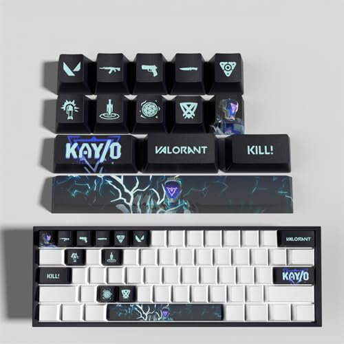 Valorant Kayo Kit de 14 Capuchons de Touches pour Clavier Mécanique Gamer, PBT OEM Profile Dye Sublimation Disposition, pour Joueurs PC (13)