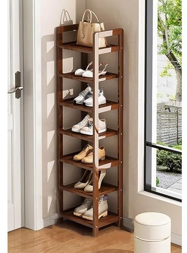 LXJBBD Schuhregal aus Holz, platzsparend, für Schrank, Bad oder Balkon, kleines Eck-Schuhregal