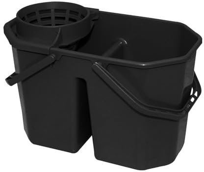 Apex Secchio Doppia Vasca 15 Litri con Strizzatore Extra Robusto – Secchio Professionale a 2 Vasche Separate Acqua Pulita/Acqua Sporca