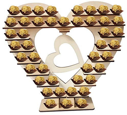 Skybook Wooden Chocolate Stand Creative Heart-shaped Boxwood Chocolate Stand Decoration for Party Wedding Receptions Bridal Showers Anniversaries Engagements